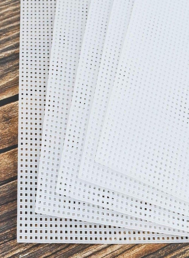 VRB Dec مجموعة VRB Dec™ المكونة من 5 قطع من قماش التطريز المتقاطع/مواد صنع الحقائب، قماش للحرف اليدوية، مشاريع الخياطة/التطريز والأعمال اليدوية، قماش بلاستيكي للزينة. (5 قطع من قماش التطريز المتقاطع)، أبيض - Image 1